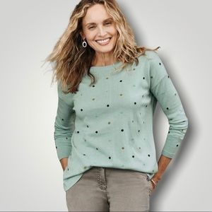 J. Jill relaxed lightweight cotton pullover sweater with embroidered polka dots